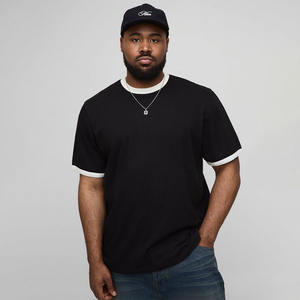 OEM Ringer Mans impresión recortada contraste de gran tamaño bordado personalizado en blanco Unisex peso pesado algodón Ringer camiseta - Product Image 1