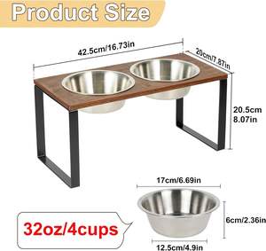Wholesale Elevated Pet Bowl Pet Product 2024 Latest Wood <b>Stand</b> Non-Slip Pet Feeding Bowl Manufacturer From India gift item - Product Image 4