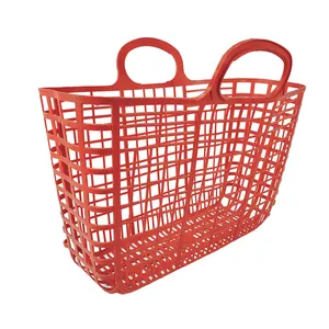 Grocery Reusable Shopping bag Plastic Basket Supermarket Reusable Plastic handbag for fruit Portable Eco-Friendly Mesh tote bag