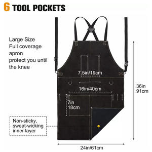 Delantal de trabajo de soldadura de cuero resistente al calor, delantal de herrero de piel de vaca, retardante de llama, construcción, barbacoa, soldadores, ropa de trabajo - Product Image 4