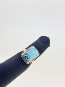 แหวนเพชรเม็ดเดี่ยวทรงลูกแพร์สีเทอร์ควอยซ์ธรรมชาติ925ทึบดีไซน์สุดสร้างสรรค์ - Product Image 4