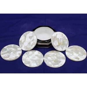 Handmade Premium Mother of Pearl <b>Coaster</b> <b>Set</b> Semi-Precious Stone Work Drink Ware for Hotels & Restaurants Table Mat & Pad - Product Image 2