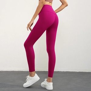 Mallas de gimnasio de cuerpo entero de cintura alta personalizadas al por mayor, mallas de Yoga de 100% algodón con bolsillos, estilo informal tejido transpirable para mujer - Product Image 4