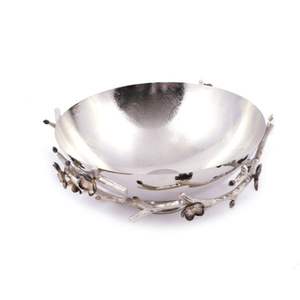 Cuenco para servir de metal plateado con diseño de flores y ramas Cuenco para servir frutas y nueces decorativas de la mejor calidad a la venta - Product Image 2