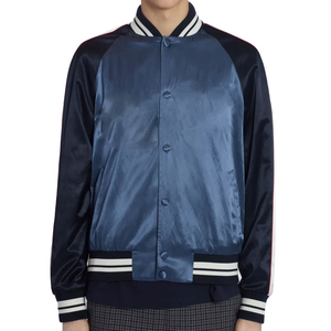 เสื้อแจ็กเก็ตผ้าซาตินสำหรับผู้ชายเสื้อแจ็กเก็ตเบสบอลสีเขียวแบบมีตัวอักษรสไตล์ไฮสตรีทแจ็คเก็ตสีขาวตัดผ้าซาติน - Product Image 2