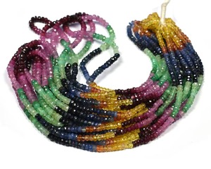 <b>Top</b> Grade Multi Sapphire Rondell Loose <b>Beads</b> Super Quality Natural Handmade Stone 4-6mm Third Party Certified for Pen Use - Product Image 1