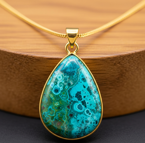 Colgante de cristal curativo minimalista de Plata de Ley 925, colgantes y dijes de moda con forma de gota de crisocola Natural delicada para regalos - Product Image 4