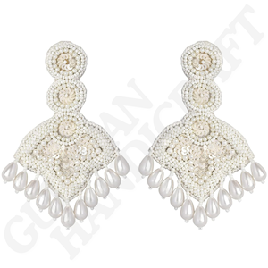 Nature-<b>Inspired</b> Eco-Friendly Vintage Flower Shaped Embroidery Drop Earrings Handwoven Custom <b>Jewelry</b> for Fashion Parties - Product Image 3