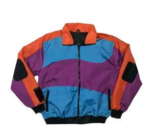 Chaqueta con cremallera de 2 piezas con logotipo personalizado, ropa de calle de nailon de gran tamaño a prueba de viento, conjunto de chándal corto cortavientos, chándal plisado con cremallera - Product Image 2