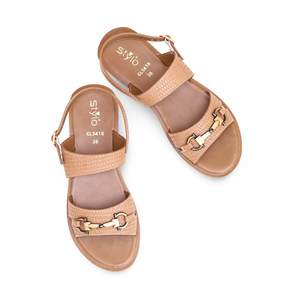 Sandale décontractée à talon marron CL5418 - Product Image 1