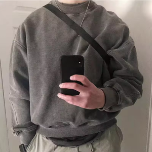 เสื้อสเวตเตอร์ผู้ชายแบบวินเทจฟอกสีกรดเสื้อสตรีทแวร์คอกลมโอเวอร์ไซส์ไซส์ - Product Image 3