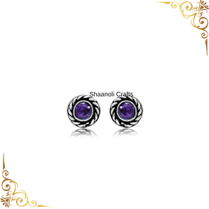 New Arrival 2024 Designer <b>Earrings</b> <b>Purple</b> Stud Gemstone <b>Earrings</b> for Womens and Girl for Wedding Party and Haldi, Wear <b>Earring</b> - Product Image 4