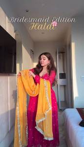 Traje Dupatta de Georgette Pesada con Bordado, Manga Larga, Silueta Holgada con Cintura Natural para Verano - Product Image 2