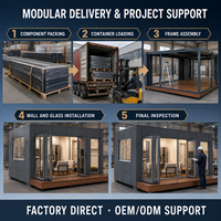 Maison Modulaire Contemporaine en Conteneur Préfabriqué, Bâtiment Portable avec Porte Pliante en Verre Panoramique pour Hôtel, Bureau ou Hébergement