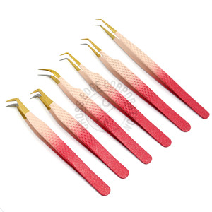 Pince à épiler de haute qualité pour extensions de cils 45/90, pointe en fibre pour volume 90, en acier japonais, longue, antidérapante, pour isolation - Product Image 1