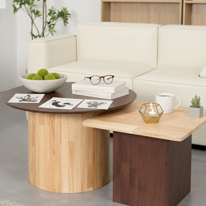 Mesa de Sofá Doble Minimalista para Sala de Estar Hecha de Madera de Caucho-TT68249 - Product Image 3