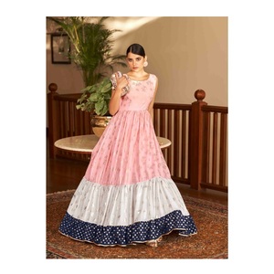Vestido Anarkali de algodón y seda para mujer, ropa de boda y fiesta al mejor precio de la India, superventas - Product Image 1