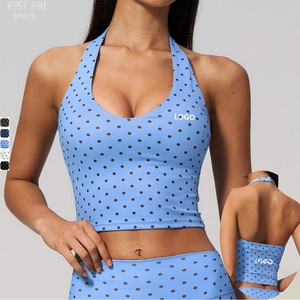 Polka Dot Sorority Tanktop Vintage Spandex/Cotton <b>High</b> Street Fitness Crop Top <b>Knee</b> Shorts Set Patches Custom - Product Image 1