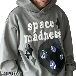 Sudadera con capucha de gran tamaño 100% algodón para hombre, pantalla de seda personalizada para sudadera en blanco con logotipo estampado de soplo - Product Image 4
