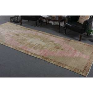 พรมตุรกีวินเทจคลาสสิก12.8ft เบจ-ชมพู4.7 x พื้นที่ขนาดใหญ่งานเย็บปะทำจากขนสัตว์ยางสี่เหลี่ยมนามธรรมสำหรับพรมห้องโถงห้อง - Product Image 2