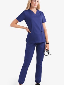 Uniformes hospitalarios transpirables de manga corta, tela suave de Color puro de talla grande personalizable para enfermeras, médicos, OEM disponible - Product Image 2