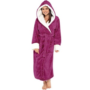 Plus Velours À Capuche Robes Femmes Imprimer Chaud En Peluche Vêtements De Nuit Filles Maison Épais Doux Salon Collège Jeune Hiver - Product Image 3