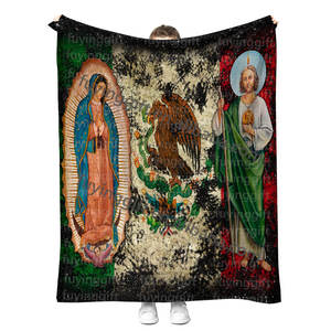 Stock mexicano Latina Chicana Virgen De Guadalupe personalizado español cristiano diseño estampado polar franela mantas 50*60 pulgadas - Product Image 3