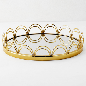 ถาดเสิร์ฟอาหารโลหะสำเร็จรูปสีเงินถาดโลหะดีไซน์หรูหราขายส่ง - Product Image 6