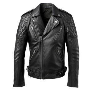 Veste en cuir pour hommes de conception personnalisée en gros de haute qualité en cuir de vache véritable en détresse noir avec col montant pour l'hiver - Product Image 6