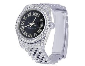 Reloj de Lujo para Hombre, Estilo Hip Hop, de Acero Inoxidable, Completamente Adornado con Diamantes Moissanite, Movimiento de Cuarzo ETA, Esfera Analógica-Digital de 29 mm - Product Image 4