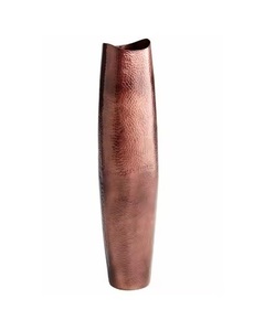 Lujoso jarrón hecho a mano en cobre o plata Diseño redondo martillado de acero inoxidable de lujo para sala de estar y oficina - Product Image 1