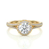 Bague de fiançailles Aniva Classic Factory Custom avec diamant de laboratoire certifié IGI VVS CVD, or 10K 14K, halo double rangée de diamants sur la tige