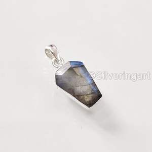Colgante de Plata de Ley 925 con Labradorita Azul Fuego Natural, Gema Auténtica, Piedra de Nacimiento, Joyería Hecha a Mano para Navidad - Product Image 2