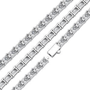 Chaîne de tennis en argent 925 6mm coupe baguette Moissanite-Collier Moissanite ligne unique minimaliste pour homme, chaîne en diamant faite à la main - Product Image 6