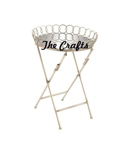 Bandeja de servicio de hierro y vidrio de primera calidad con soporte Bandeja y soporte decorativos de tamaño y forma personalizados - Product Image 3