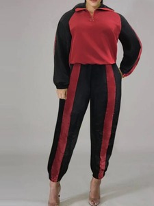 ชุดเสื้อผ้าสองชิ้นแบบสวมหัวมีฮู้ดแบบสวมหัวเอวยางยืดพร้อมกางเกงรัดข้อเท้าลายพื้นสำหรับใช้ในบ้านฤดูใบไม้ร่วง - Product Image 5