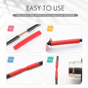 ชุดท่อหดความร้อนแรงดันสูง 600V 164 ชิ้น/กล่อง อัตราการหดตัว 2:1 พร้อมฝาครอบขั้วต่อสายไฟ ชุดป้องกันสายเคเบิล - Product Image 5