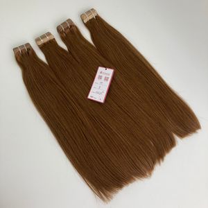 La mejor calidad 100% cutícula alineada vietnamita extensión de cabello humano crudo estilo onda Color #8 cinta Invisible doble dibujado crudo - Product Image 4