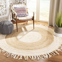 Handmade Wool Jute Fiber Yarn Carpet Rug Natural Fiber Braided Hand Woven Non-Slip Floral Pattern Modern Washable Outdoor