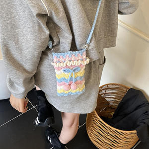 Crochet Cotton Fashion Phone Bag Cute Cherry Women's <b>Medium</b> Single Shoulder <b>Handbag</b> Urban Simplicity Portable - Product Image 1