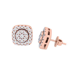 Pendientes de Botón con Diamantes Certificados en Corte Cojín con Detalles de Diamantes Reales de 0.25ct, Opciones de Oro Amarillo/Rosa/Blanco de 14Kt/18Kt - Product Image 1