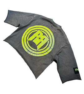 Personalizada Unisex de lujo 100% algodón gráfico desgastado recortada Boxy suelta Ajuste de gran tamaño pantalla impresa Camiseta para los hombres - Product Image 2