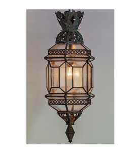 Outdoor waterproof metal iron <b>lantern</b> with glass panels and LED <b>candle</b> holder for patio backyard or <b>garden</b> decoration - Product Image 3