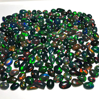 100% Cabochon d'opale noire éthiopienne naturelle, AAA + pierre d'opale noire brillante Welo de grande qualité, mélanger la forme et la taille,