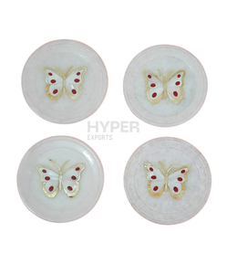 Butterfly Design Marble <b>Drink</b> <b>Coaster</b> Set with Holder | Handmade Stone Tableware for Gifting Home & Office - Product Image 2