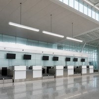 Luminaire suspendu linéaire LED en aluminium de 1200 mm pour hall d'arrivée d'aéroport, 6000K, intensité variable, lampe de plafond pour terminal