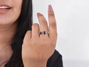 Stackable <b>Black</b> <b>Onyx</b> Amethyst Silver <b>Ring</b> 925 Sterling Silver Factory Wholesale Bulk Handmade Jewelry - Product Image 5