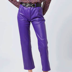 Precio bajo Color sólido atractivo Pantalones de cuero para mujer Longitud completa Ropa al aire libre Pantalones de cuero para mujer para venta en línea - Product Image 4