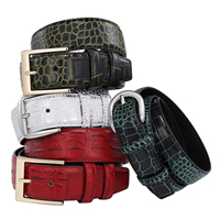 Ceinture personnalisée en cuir de vachette véritable gaufré façon croco avec boucle en acier, imperméable et légère, avec logo personnalisé pour hommes et femmes, usage décontracté ou professionnel