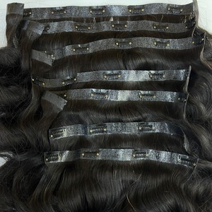 PU CLIP INS SIN COSTURAS NATURAL RECTO Y ONDADO/RIZADO PURO NEGRO CUTÍCULA ALINEADO RAW VIETNAMÉS PELO HUMANO ETXENSIONES - Product Image 6
